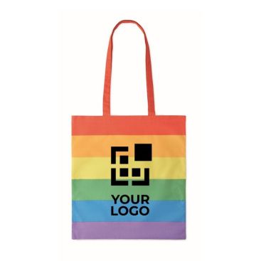 Borsa in cotone con motivo arcobaleno vista area di stampa