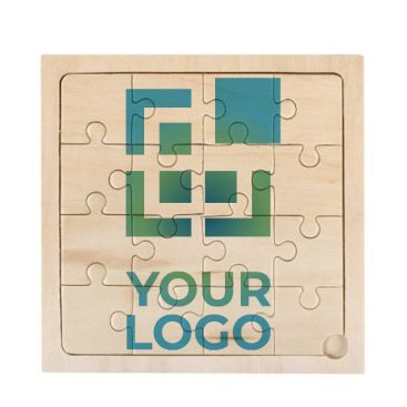 Puzzle pubblicitario con logo in legno 16 pezzi