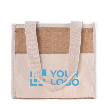 Borsa frigo promozionale in juta vista area di stampa