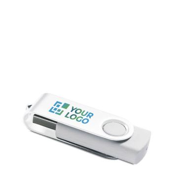 Pen drive usb con clip bianca vista area di stampa