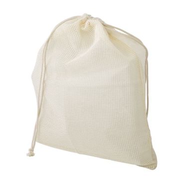 Sacchetti con logo in cotone organico color beige seconda vista