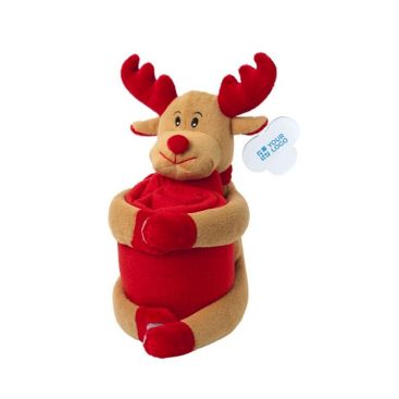 Renna di peluche con plaid color multicolore prima vista
