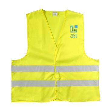 Gilet in poliestere con 2 strisce riflettenti ad alta visibilità Gilet in poliestere con 2 strisce riflettenti ad alta visibilità
