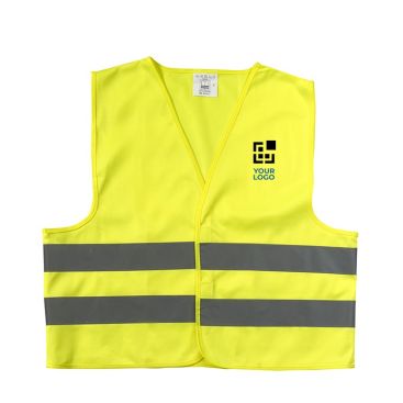 Piccoli gilet alta visibilità personalizzati vista area di stampa