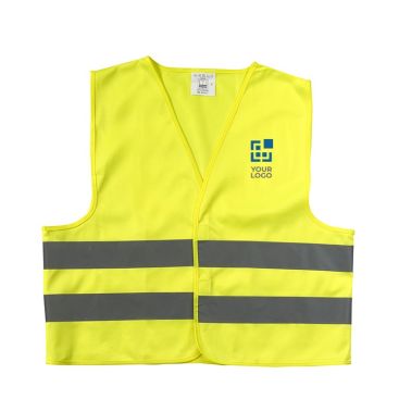Gilet alta visibilità per i piccoli vista area di stampa