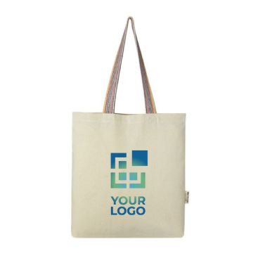 Borsa con logo dai manici a fantasia arcobaleno