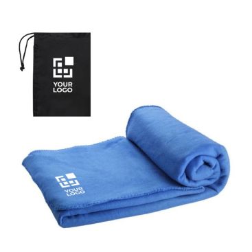 Coperte in pile personalizzate con logo ricamato vista area di stampa