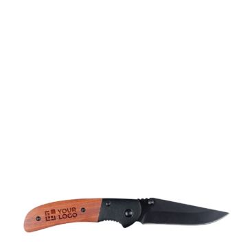 Coltello multiuso con manico in legno vista area di stampa