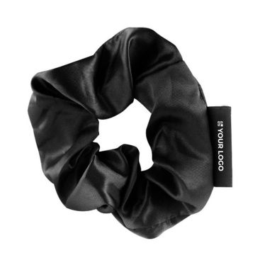 Elegante scrunchie in raso personalizzabile vista area di stampa