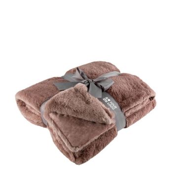 Coperta promozionale realizzata in morbido e caldo tessuto vista area di stampa