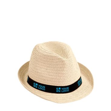 Cappello unisex in carta di paglia vista area di stampa