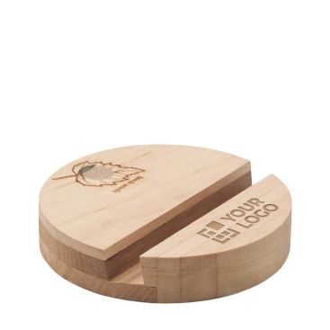 Semplice supporto in legno di forma rotonda vista area di stampa