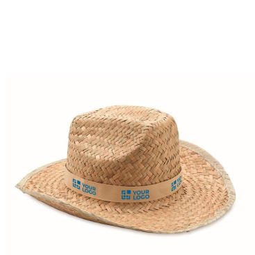 Cappello da cowboy in paglia naturale vista area di stampa