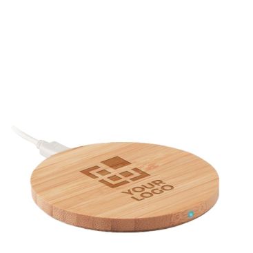 Caricatore wireless in bambù a ricarica rapida con logo da 15W