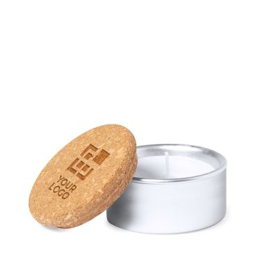 Candela aromatica con cera vegetale alla vaniglia vista area di stampa