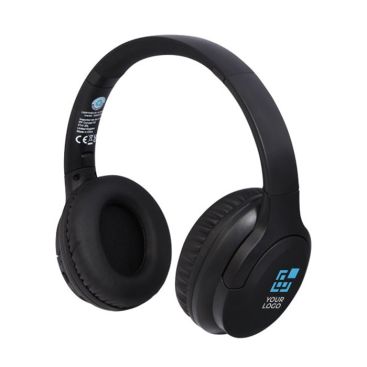 Cuffie wireless realizzate in plastica riciclata vista area di stampa