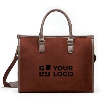 Borsa pc personalizzata elegante con logo finiture in ottone 15”