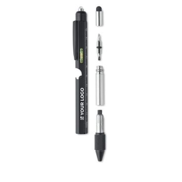 Penna multiuso in acciaio con sistema twist ed inchiostro blu vista area di stampa