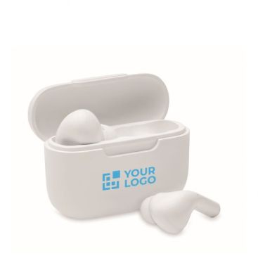 Auricolari True Wireless Stereo 5.3 con microfono e batteria integrata vista area di stampa