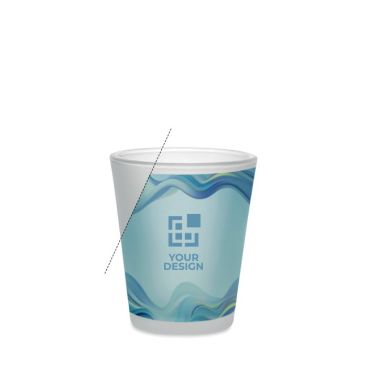 Bicchierino da shot in vetro borosilicato da 44 ml vista area di stampa