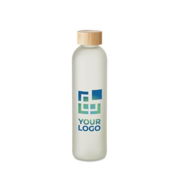 Borraccia in vetro da sublimare con tappo in bambù da 650 ml