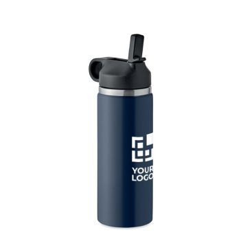 Borracce termiche con cannuccia da 500 ml in acciaio inox riciclato vista area di stampa