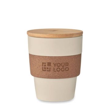 Bicchiere aziendale PP riciclato sughero bambù 300ml Bicchiere aziendale PP riciclato sughero bambù 300ml