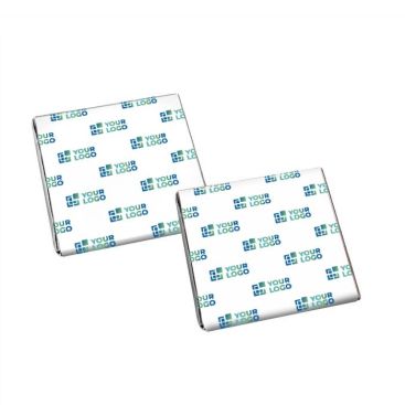 Cioccolatini al latte piatti e quadrati con incarto interno argentato 5g Cioccolatini al latte piatti e quadrati con incarto interno argentato 5g