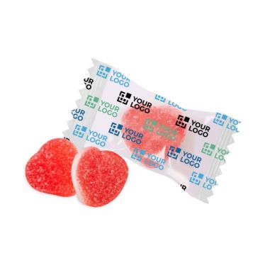 Caramelle gommose zuccherate panna e fragola a forma di cuore