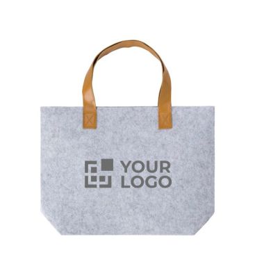 Shopping bag in feltro RPET con manici in pelle sintetica