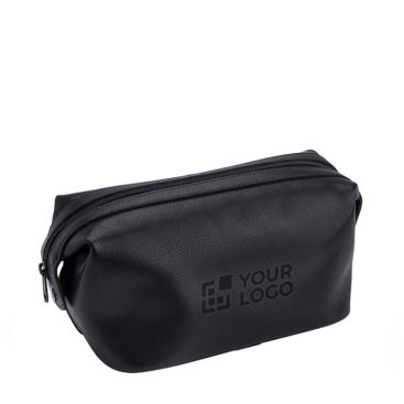 Beauty case in pelle con due bottoni laterali