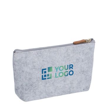 Pochette in feltro RPET con tiretto della cerniera in PU
