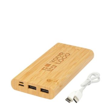 Power bank da 10.000 mAh in bambù con 4 indicatori LED