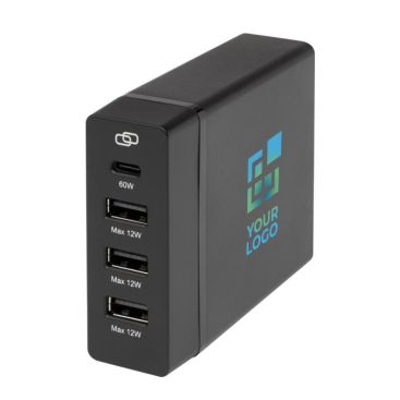 Power station in plastica riciclata con 3 porte USB-A e 1 USB-C