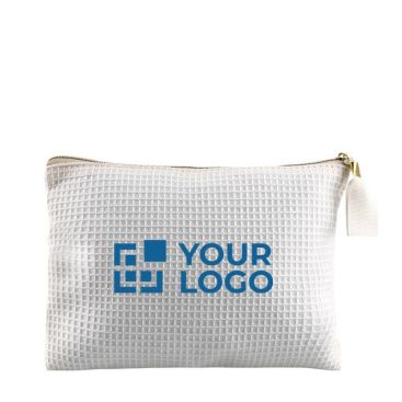 Pochette in cotone waffle da 240 g/m² con cerniera dorata