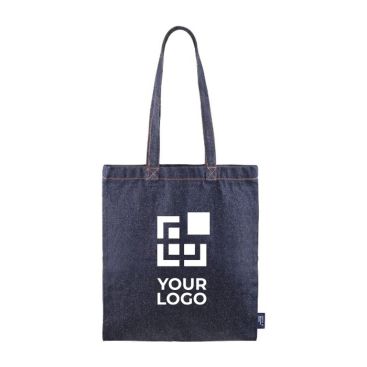 Shopper in cotone e denim riciclati 250g/m² con manici lunghi