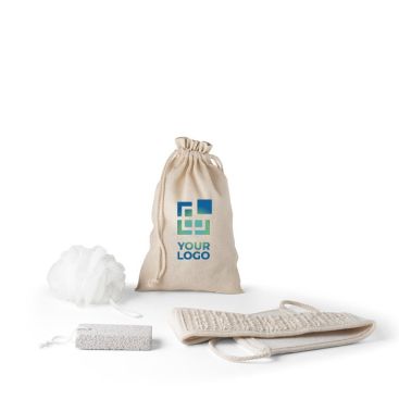 Kit spa in sachetto con spugna pietra pomice e asciugamano
