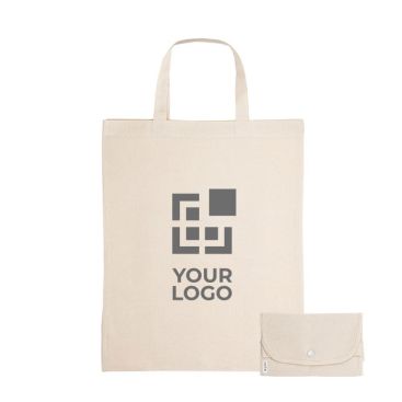 Shopper pieghevole in cotone con manici corti 140g/m²