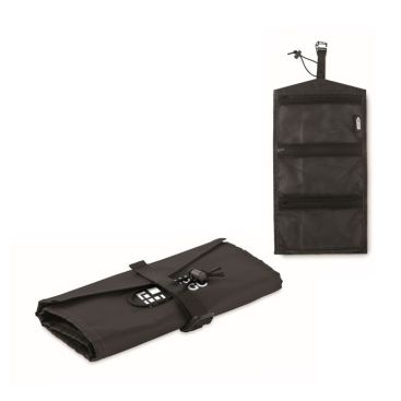 Astuccio arrotolabile multiuso in RPET con 3 tasche rete
