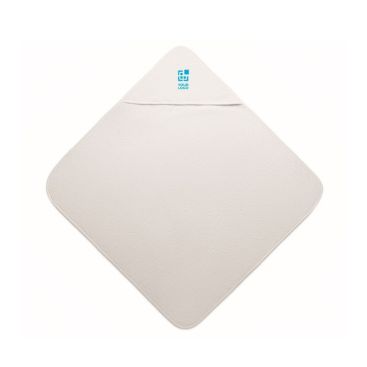 Asciugamano bianco in cotone con cappuccio per bambini 300 g/m²