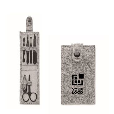 Set per la manicure con 6 accessori in astuccio di feltro RPET
