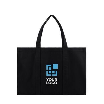 Borsa con soffietto e tasca interna in tela riciclata da 400 g/m²