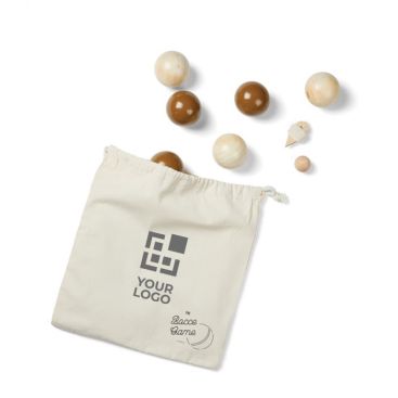 Set di 6 bocce in legno di pino con boccino in sacchetto