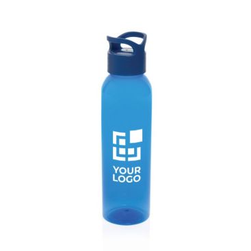 Borraccia in RPET ideale per la palestra con tappo a vite da 650 ml color blu vista area di stampa