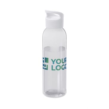 Borraccia in plastica riciclata trasparente con manico sul tappo 650ml
