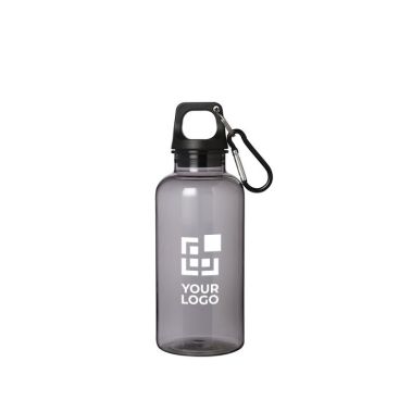 Borraccia in plastica riciclata trasparente con moschettone 400ml