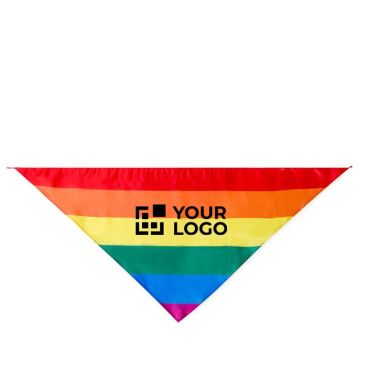 Fazzoletto in poliestere con trama arcobaleno con cuciture rinforzate