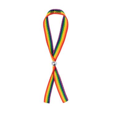 Braccialetto arcobaleno in poliestere con chiusura regolabile a sfera