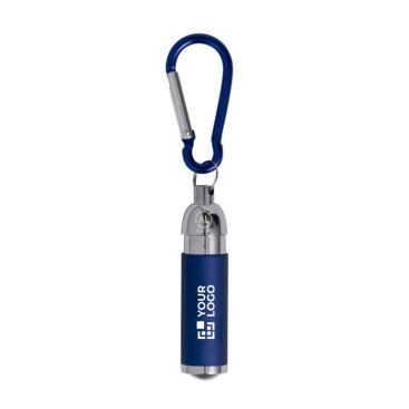 Torcia in alluminio riciclato con 1 LED con moschettone colorato