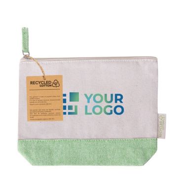 Pochette promozionale in cotone riciclato con base e maniglia colorate